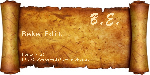 Beke Edit névjegykártya